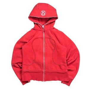 Y2K Lululemon Scuba Red Speckle Full-zip Hoodie - L (10)